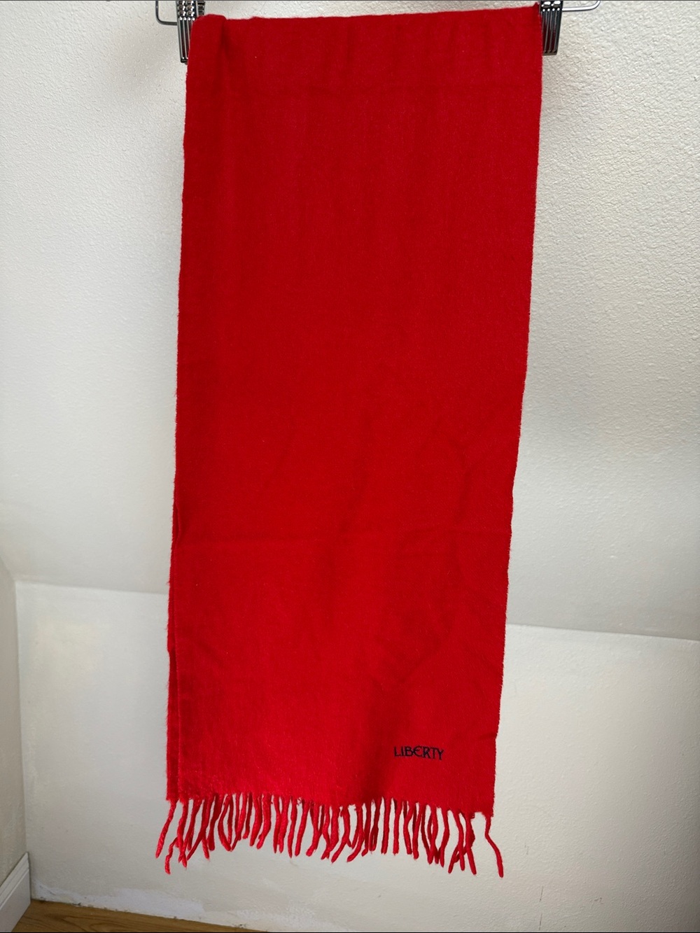 LIBERTY Red Fleece Scarf with Fringe